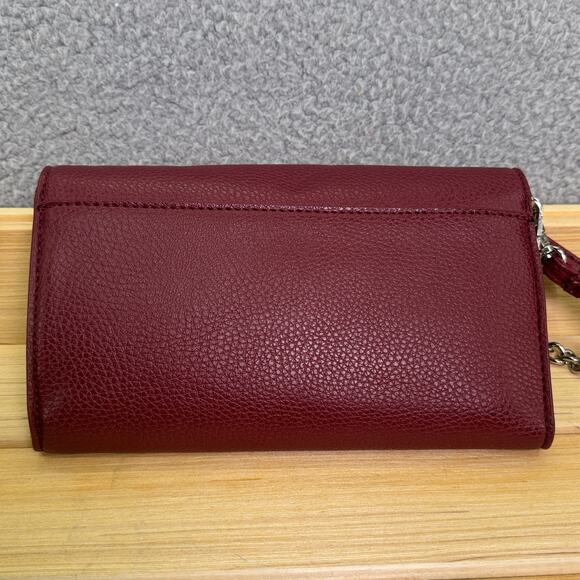 Nine West Wallet Purse Red Leather Crossbody Clutch Snap Closure Shoulder Bag - Picture 2 of 12